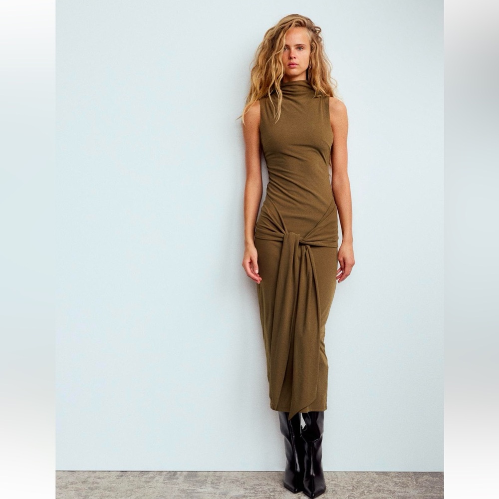 Zara midi dress with tied knot